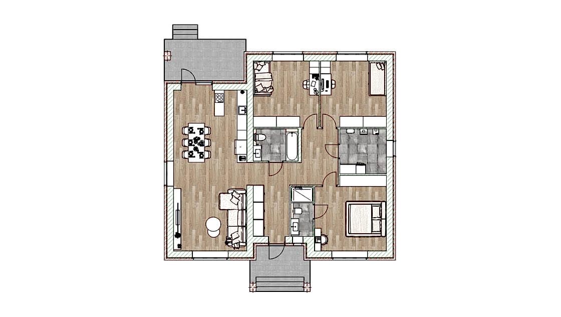 План с расстановкой мебели 155 м2